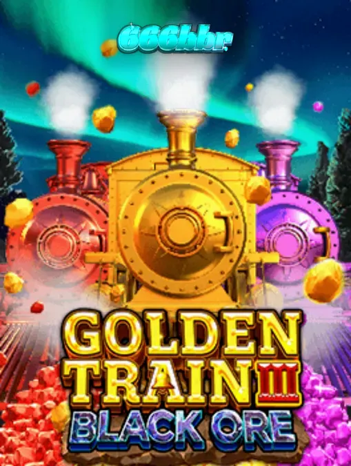 Tampilan visual slot Golden Train III: Black Ore dengan latar belakang ngarai dan kereta tambang.
